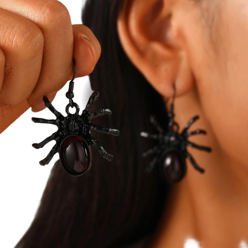Bat And Spiders Dangle Earrings Gothic Jewelry Alloy For Women Halloween Party Outfits