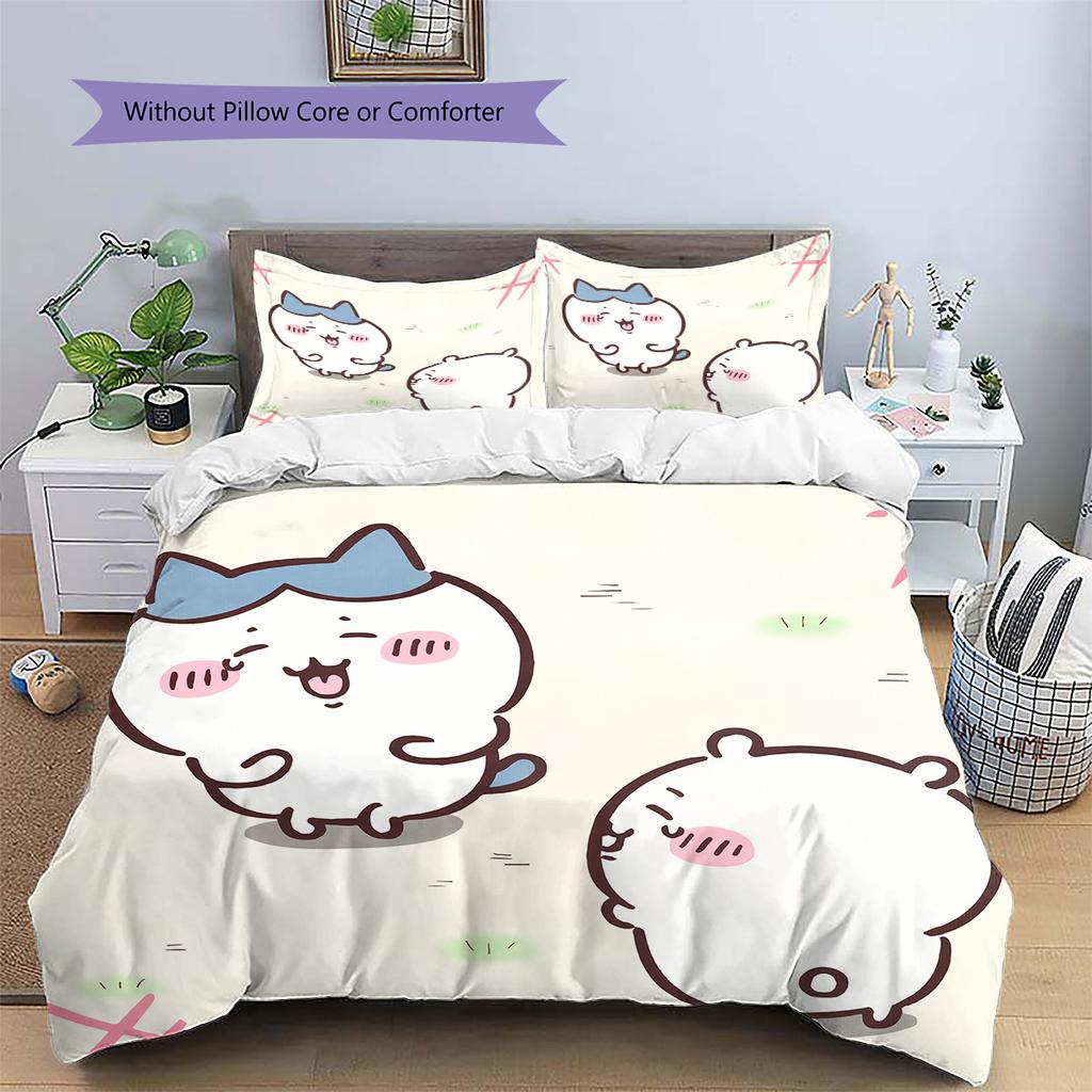 Chiikawa Pattern Bedding Quilt Set Home Decoration Gift (1 * Duvet Cover + 2 * Pillowcase Without Core)