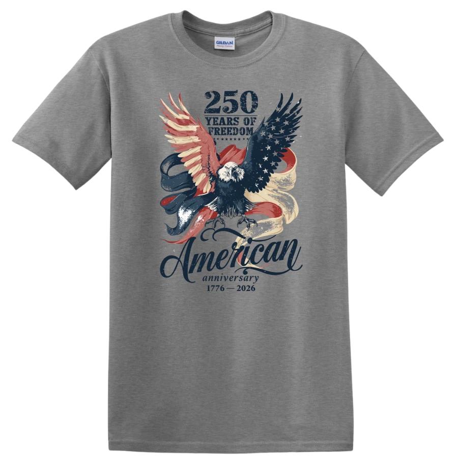 Eagle Flag T Shirt 250 Years Freedom 1776 2026 American Anniversary Retro Tee XS