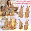 Cute Easter Rattan Bunny Decoration For Home And Desktop Display