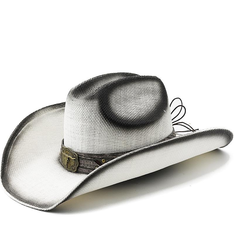Outdoor travel sun hat rolled brim western cowboy hat outdoor sun protection hat fishing hat straw hat summer