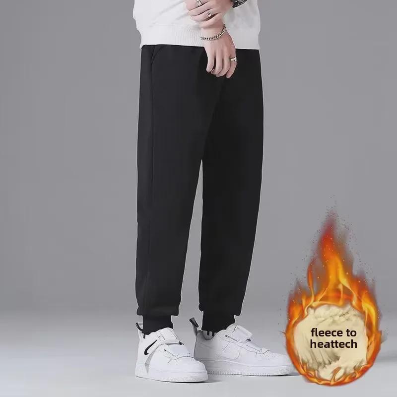 Men’s 2023 New Thickened Fleece Sports Pants: Loose Cuff, Casual Winter Trousers, Large Sizes Available