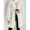 Womens Oversized Hooded Fleece Jacket Winter Warm Long Sleeve Solid Color Coat Casual Daily Wear