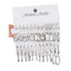 Hong Kong Style Trendy Silver Pigment Ring Earrings Niche High-Grade Ear Studs Women Light Luxury 24 Pairs Set Earrings Western Style