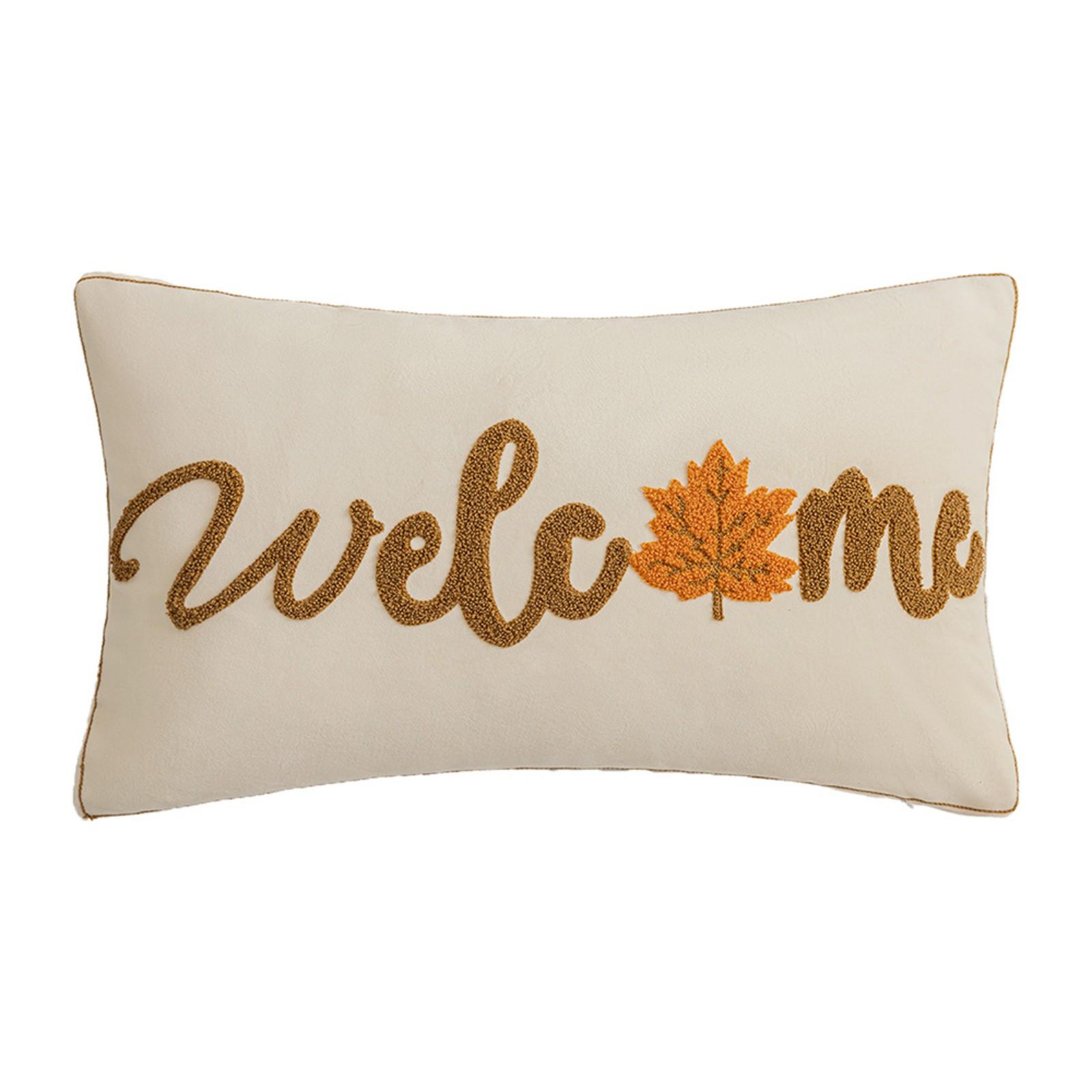 

Вышитая шелковая подушка в скандинавском стиле, тыква, квадратная вышитая подушка One Size