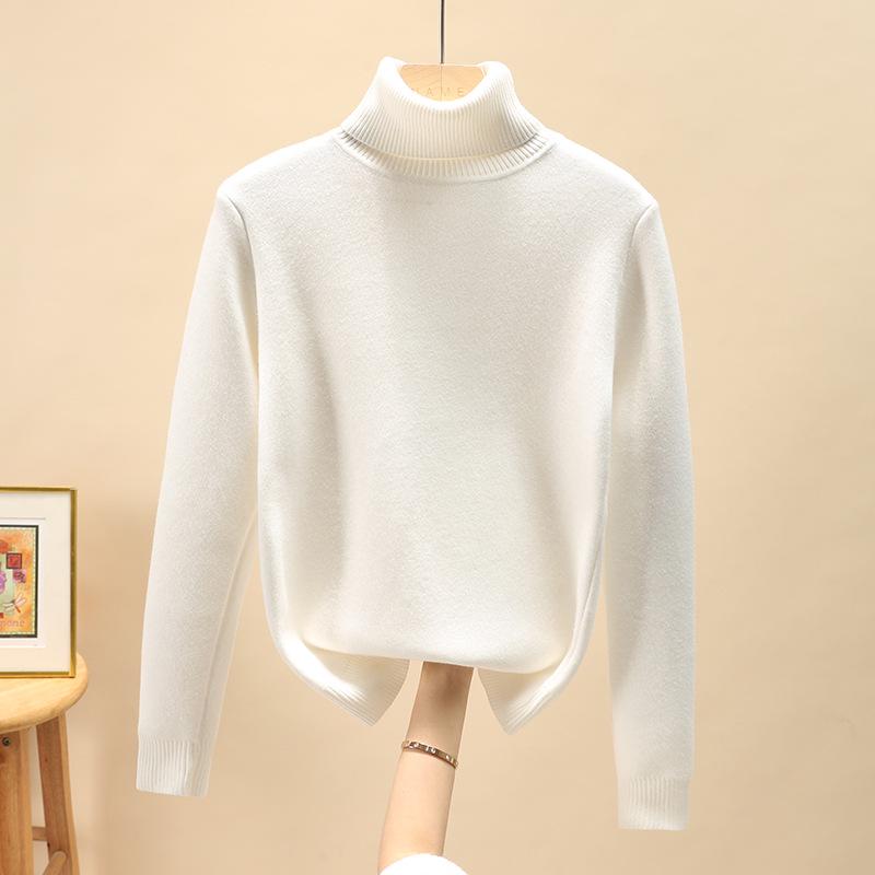 2024 Women's High Neck Plus Velvet Sweater - Thick Knit Pullover for Autumn/Winter