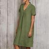 Women's Summer Casual Midi Short Sleeve Dresses Solid Color V-Neck Beach Vacation Dresses