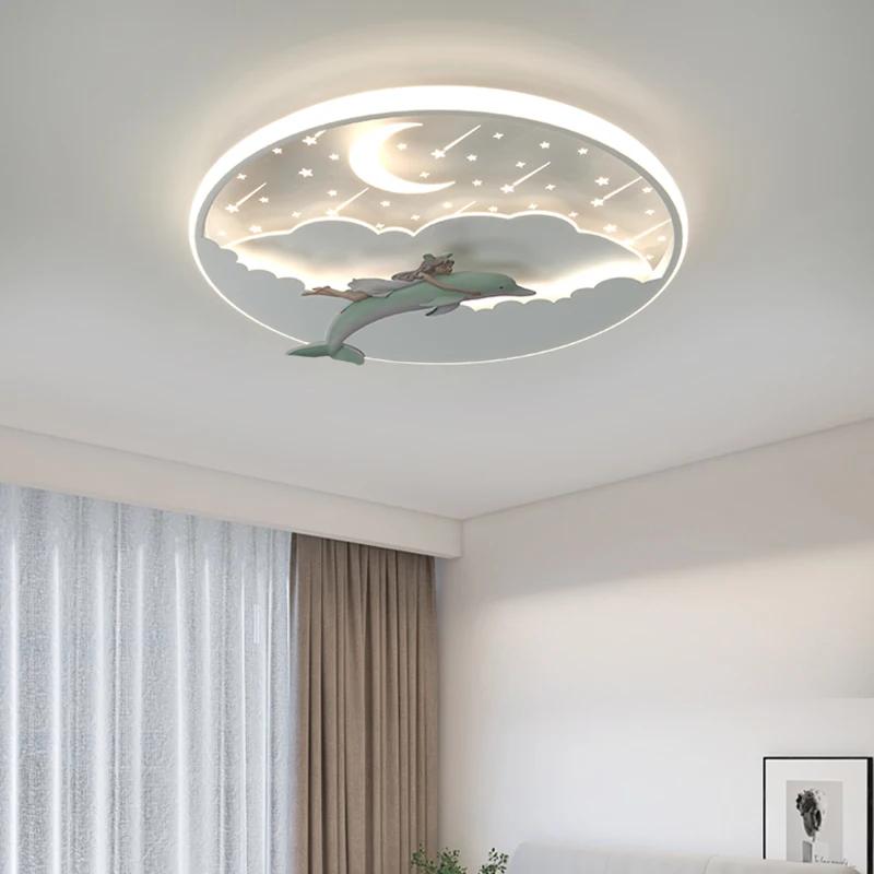 Nordic Children's Room Ceiling Light Dolphin Creative LED Light Boys and Girls Bedroom Study Cute Indoor Lighting Ceiling Light
