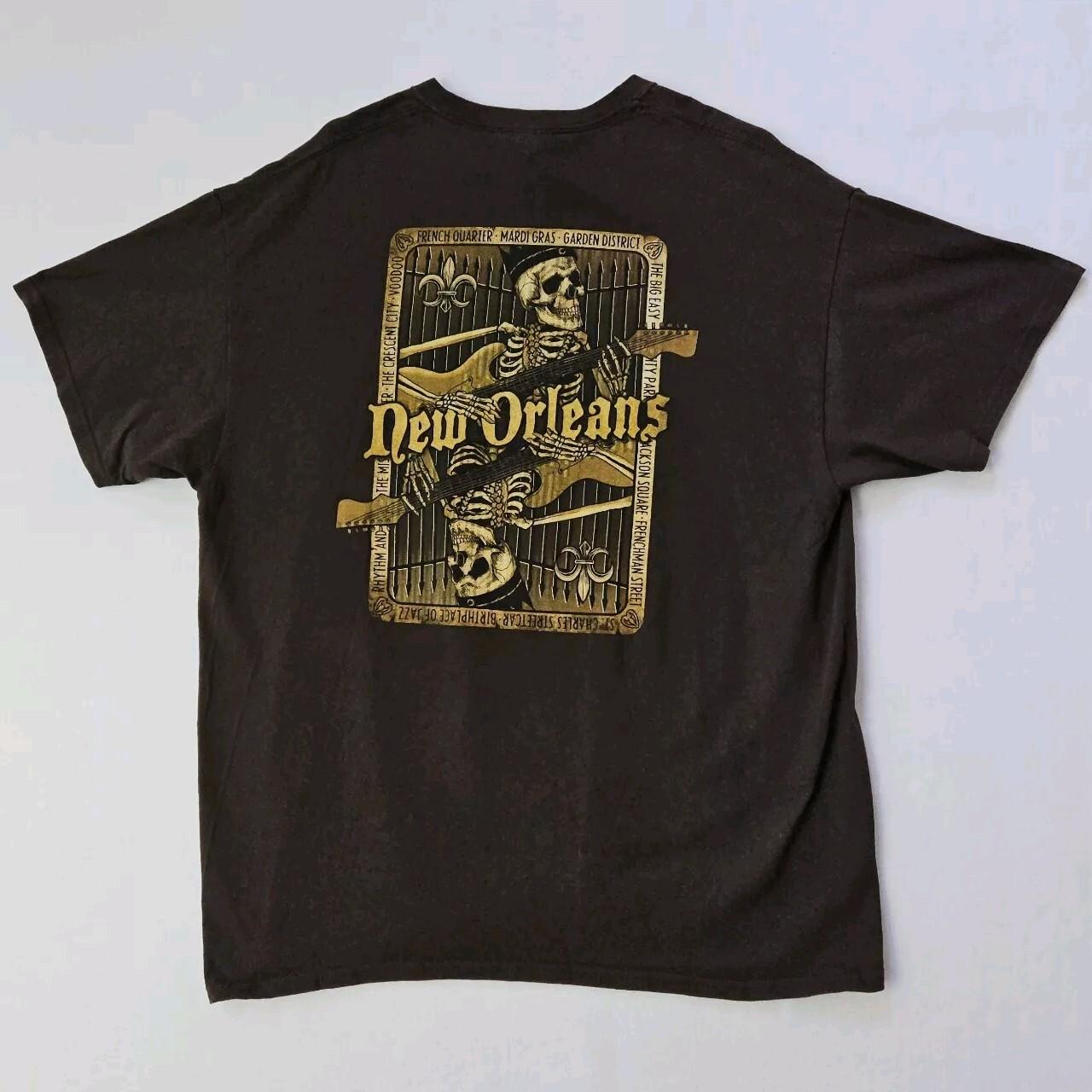 New Orleans Voodoo Skeleton Playing Guitar Tee Shirt Sz XL Mardi Gras Big Easy S