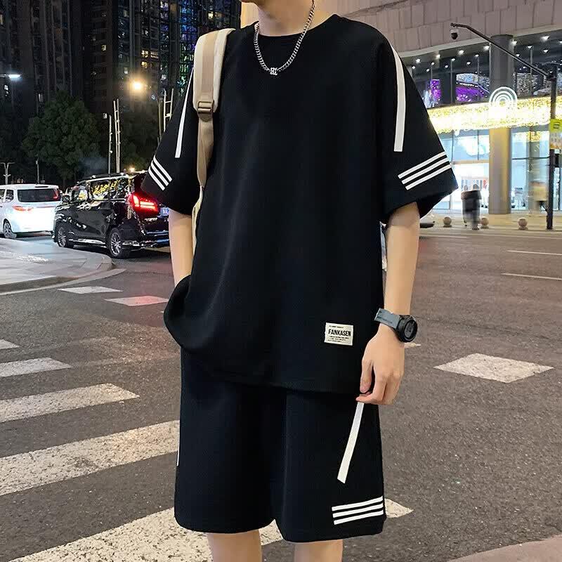 Men s Summer Short Sleeve Shorts Sport Set XL