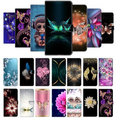 Étui portefeuille avec porte-cartes en cuir PU floral avec béquille et dragonne, housse antichoc pour OPPO A52/A72/A92/A38/A18/A58/A98/A58/A78/Realme 9