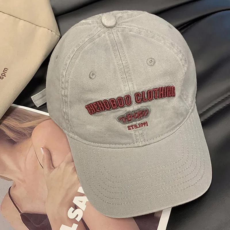 

Korean Letter Baseball Caps for Women Summer Outdoor Sun Protection Hat Adjustable Solid Color Female Lady Peaked Cap Adjustable легкие хаки