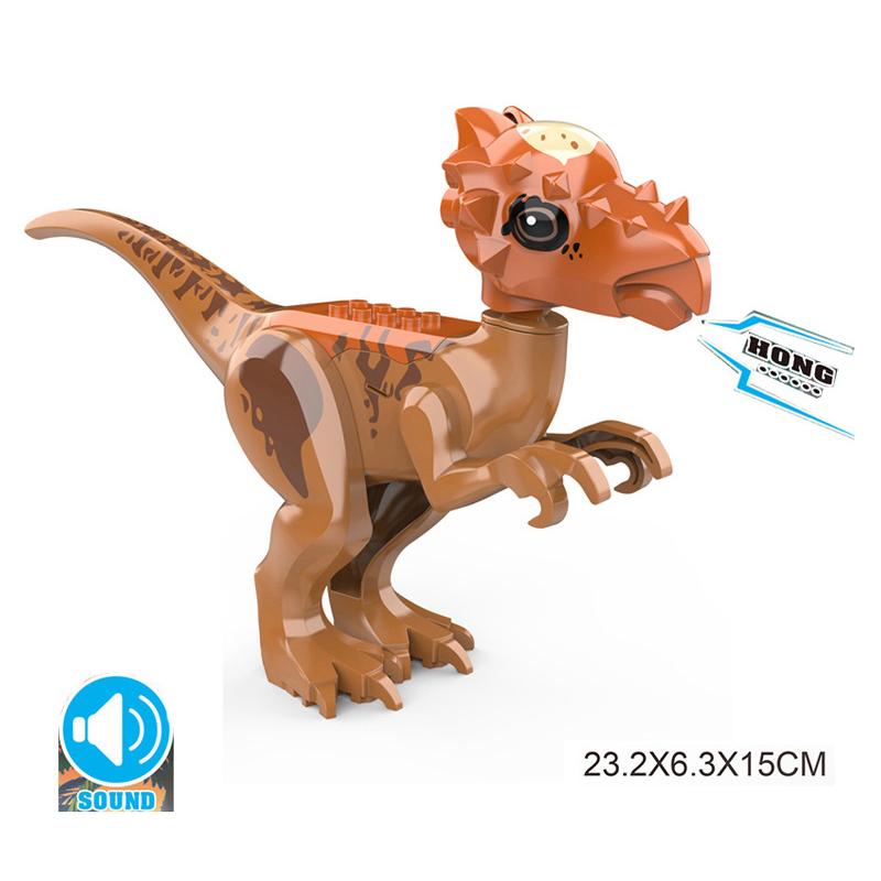 With Sound Assembled Building Blocks Dinosaur World T-Rex Velociraptor Triceratops Jurassic Animal Model Bricks Figure Toys Gift