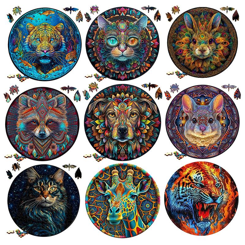 Mysterious 3D Wooden Puzzles Lion Unique Animals Shape DIY Educational Toys Gifts Wooden Jigsaw Puzzle Games For Kids Adults