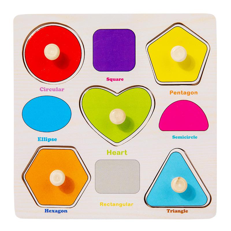 Wooden Puzzles Montessori Baby Toys Cartoon Animal Fruit Traffic Hand Grab Boards Cognition Jigsaw Puzzle Kids Educational Games