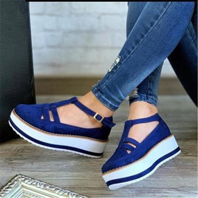 Sıcak Satış oyuk Kadın Sandalet Tokalı Askılı Süet Yazlık Ayakkabılar Chaussures Femme Düz Platform Sandalyalar Ayakkabı Moda
