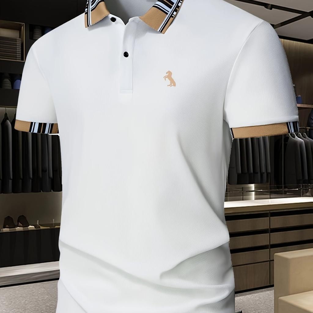 Men'S Casual Golf Shirt - "Polo" Print, Short Sleeve, Button-Up, Breathable Fabric, Perfect for Summer Outdoor Activities, Comfort Fit, Casual Attire.