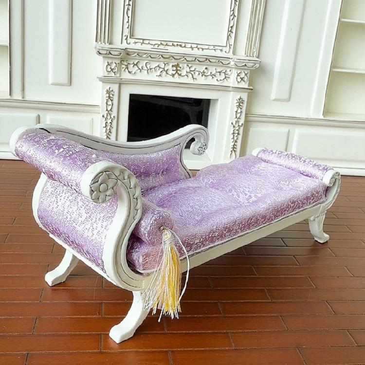Detailed 1/12 Scale Dollhouses Sofa With Sturdy Wood Construction For Realistic Bedroom Living Room Displays