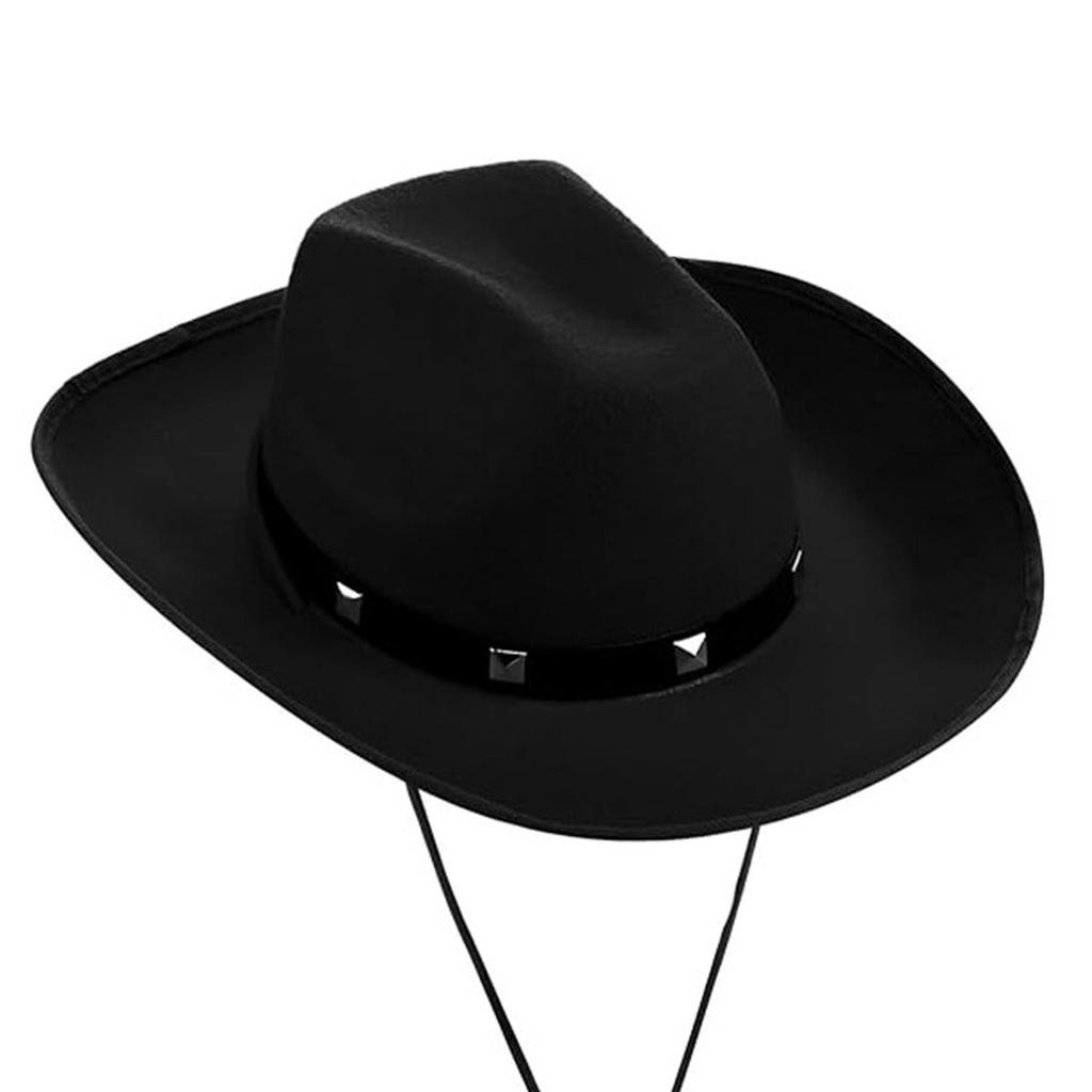 Cowboy Hats with Adjustable Chin Rope for Proms Banquets Party Rivets Decors Cowboy Hats for Adult Teen Taking Photo