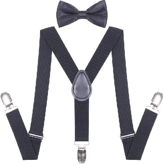 

Suspenders Bow Tie for Boys and Girls Strong Metal Clips Adjustable Design Elastic Suspender Classic Accessory Set 34 Inch(7 - 14 Years)