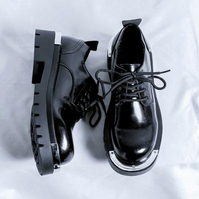Classic Black Men's British Style Thick Soled Formal Leather Shoe Spring Men Comfortable and Non Slip Lace Up Casual Derby Shoes