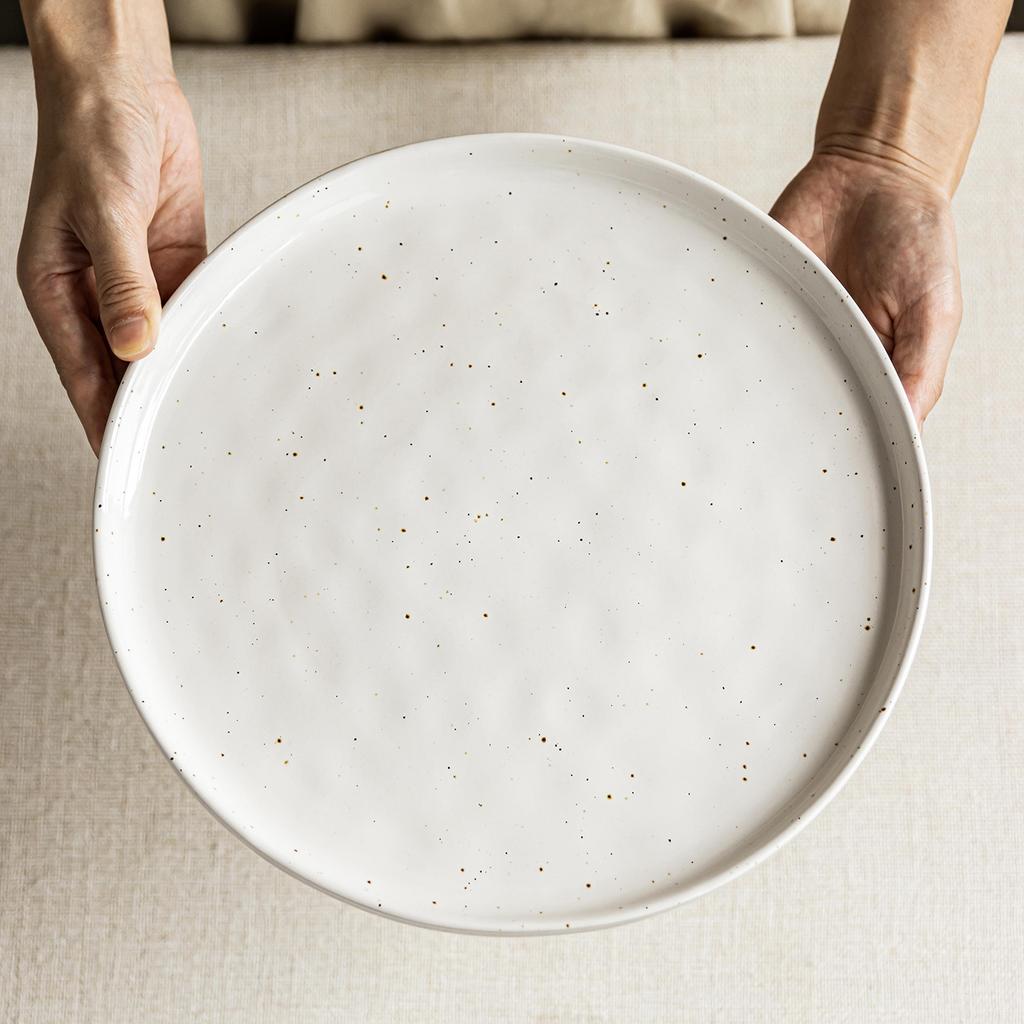 Steak Plate Simple Style Ceramic Plate Household Restaurant Round Vegetable Plate Tableware Plate Large Plate Pasta Plate