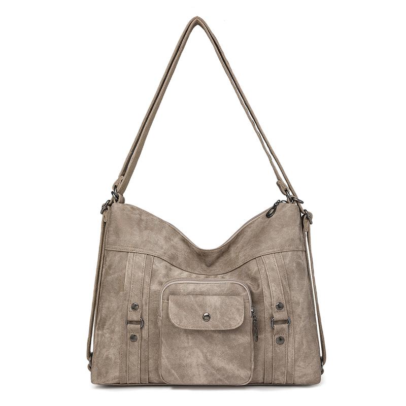 Fashionable Women's Handbag with Large Capacity Soft Leather  Simple Shoulder Bag Multiple Pockets Vintage Handbag Multi-functional Backpack
