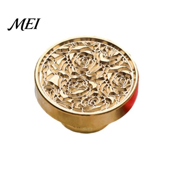 Greeting Card Sealer Wax Seal Stamp, Vintage Plant Pattern Head, Durable Flower Embossing Stamp Copper Head Replacement, for Envelope And Cards
