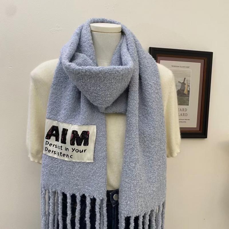 

Solid Color Wool Scarf Women s New Winter High End Versatile and Cute Scarf Men s Neck Protection Korean