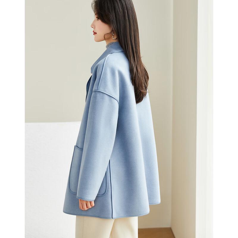 Demana Women's Double-breasted Lapel Mid-length Drop Shoulder Coat