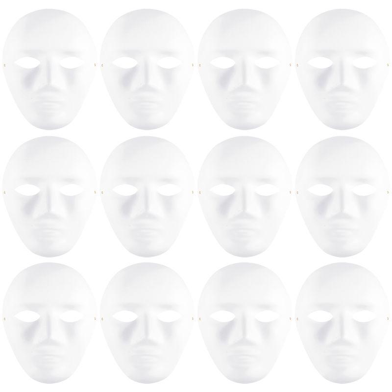 

ABUL-White Mask,12Pcs Halloween Full Face Mask Blank DIY Mask Dance Cosplay Party Plain Masquerade Paper Mask To Decorate білий