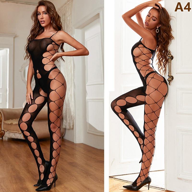 Hot Sexy Fishnet Bodysuit Women Crotchless Porn Tights Lingerie Ladies Full Bodystockings Erotic Mesh Clothes Nightclubs Sex Set