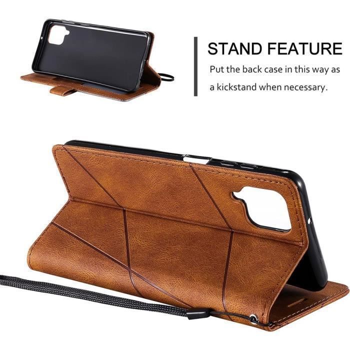 Coque de protection - BOOLING - pour Samsung Galaxy A55 5G - Simili cuir antichoc - Marron - 2 Verres Trempés