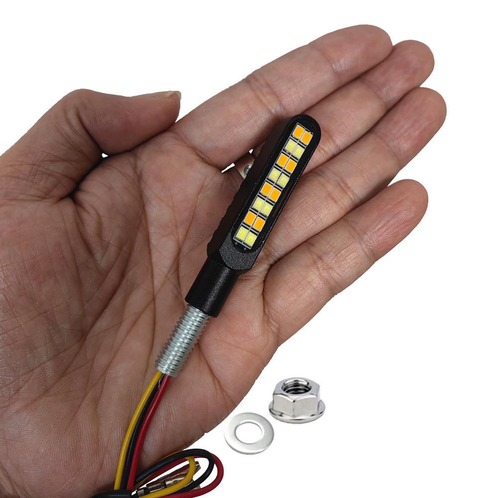 2Pcs 16LED 12V Dynamic Flowing Moto Light Turn Signals DRL CNC IP68 Waterproof