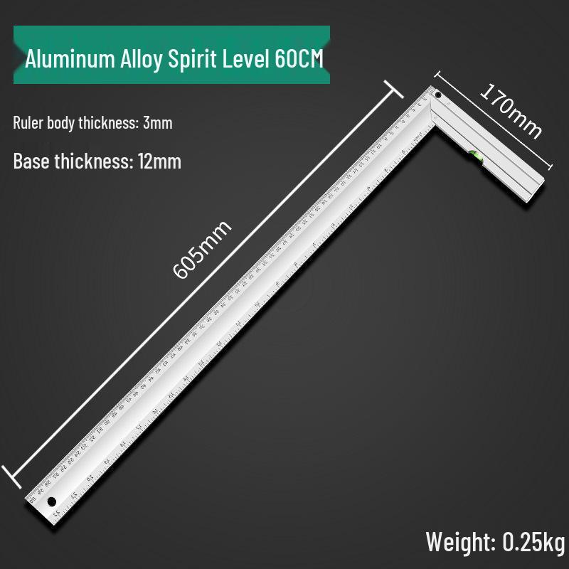 90° Aluminum Profile Corner Ruler, Multifunctional Woodworking Triangle & Steel Ruler