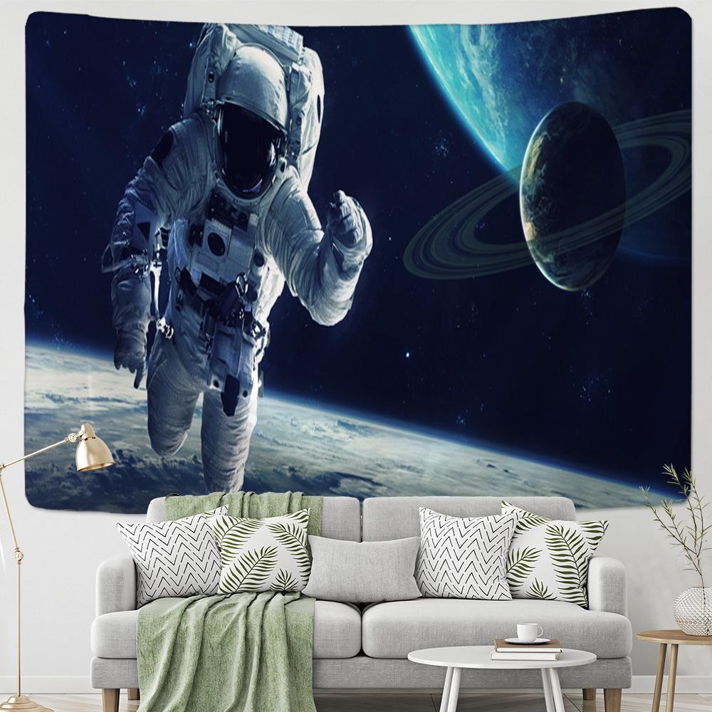 Cosmonaut Celestial Body Tapestry Wall Hanging Fantasy Universe Science Hippie Living Room Printing Room Decor