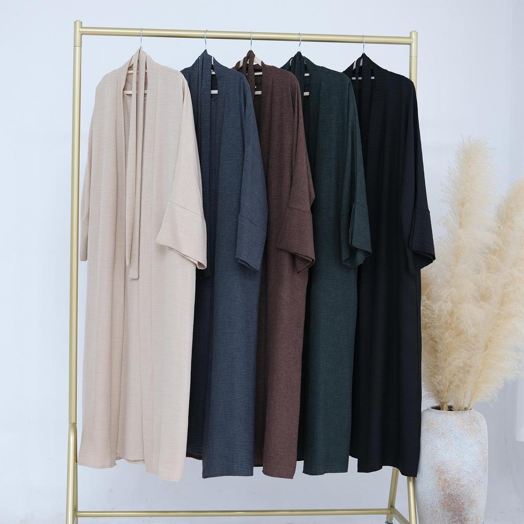 Loriya2024 Einfarbiges Zweiteiliges Kleid & Strickjacken-Robe, Dubai/Türkei Edition LR823