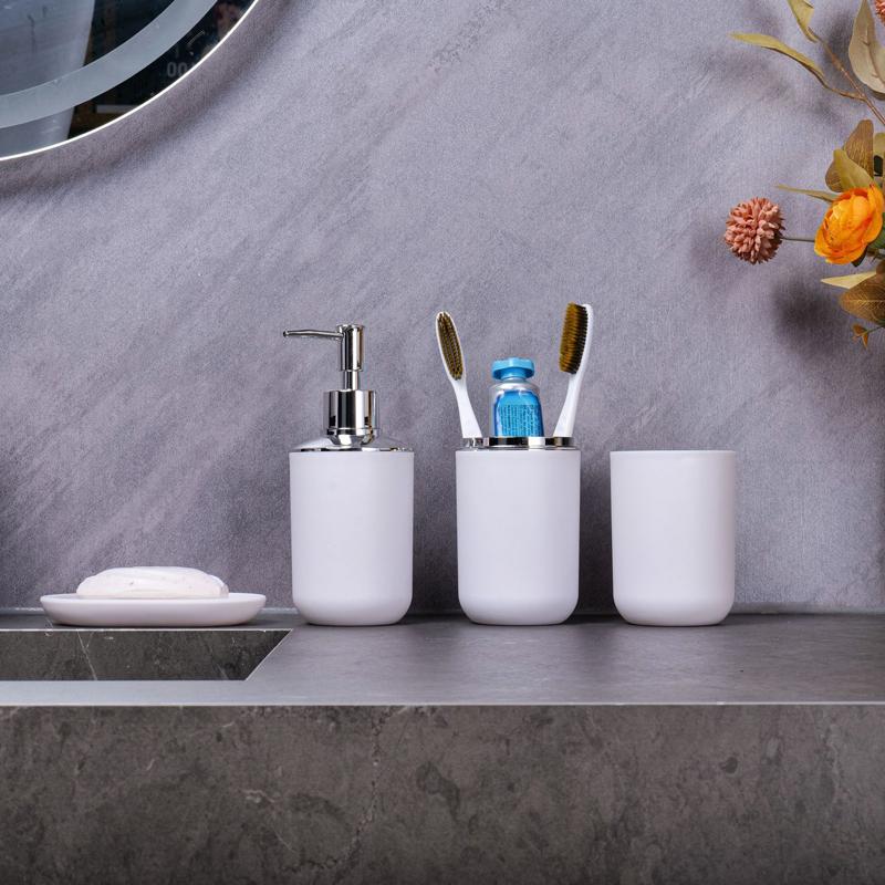 Badezimmer-Aufbewahrungsset im nordischen Stil - 4-teiliges Organizer-Set, umweltfreundliche moderne Toilettenartikel für ein platzsparendes Badezimmer