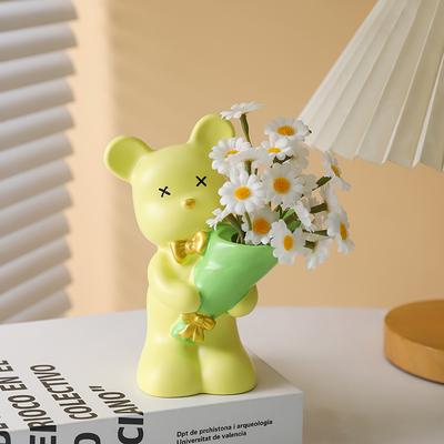 Cremefarbene Fliege Blume Kleiner Bär Vase Wohnzimmer Schreibtisch Heimdekoration Niedliche Kleine Bärenvase An Freunde Verschenken Einweihungsgeschenk