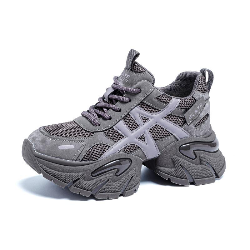 Shoes women's new autumn shoes mesh breathable sports platform casual shoes women's retro splicing