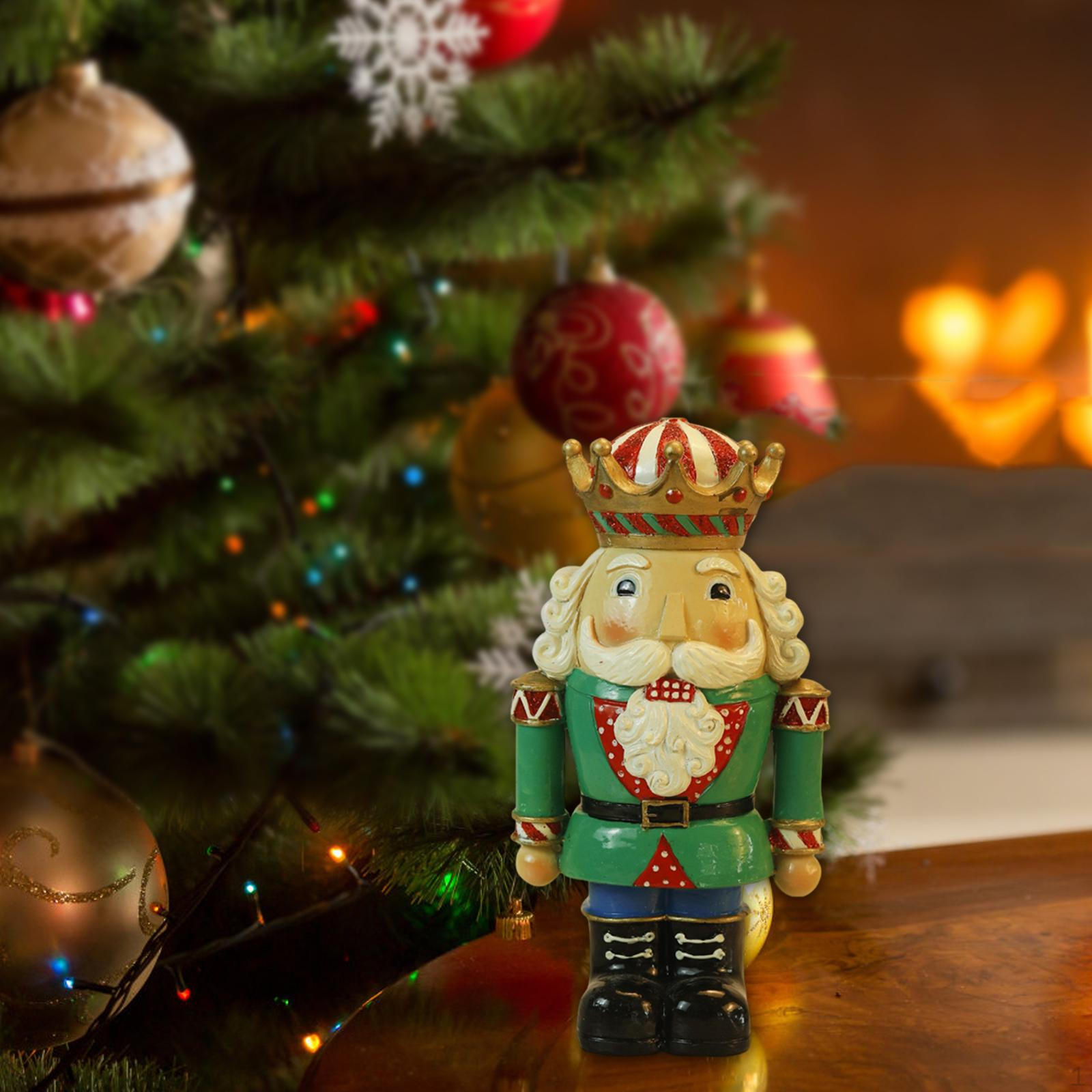 

20 см смоляная рождественская фигурка Щелкунчика, украшение для переносного декоративного стола зелёный
