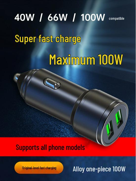 66W/40W Superschnelles Autoladegerät mit Digitalanzeige & Umgebungslicht für Huawei, Apple, Samsung