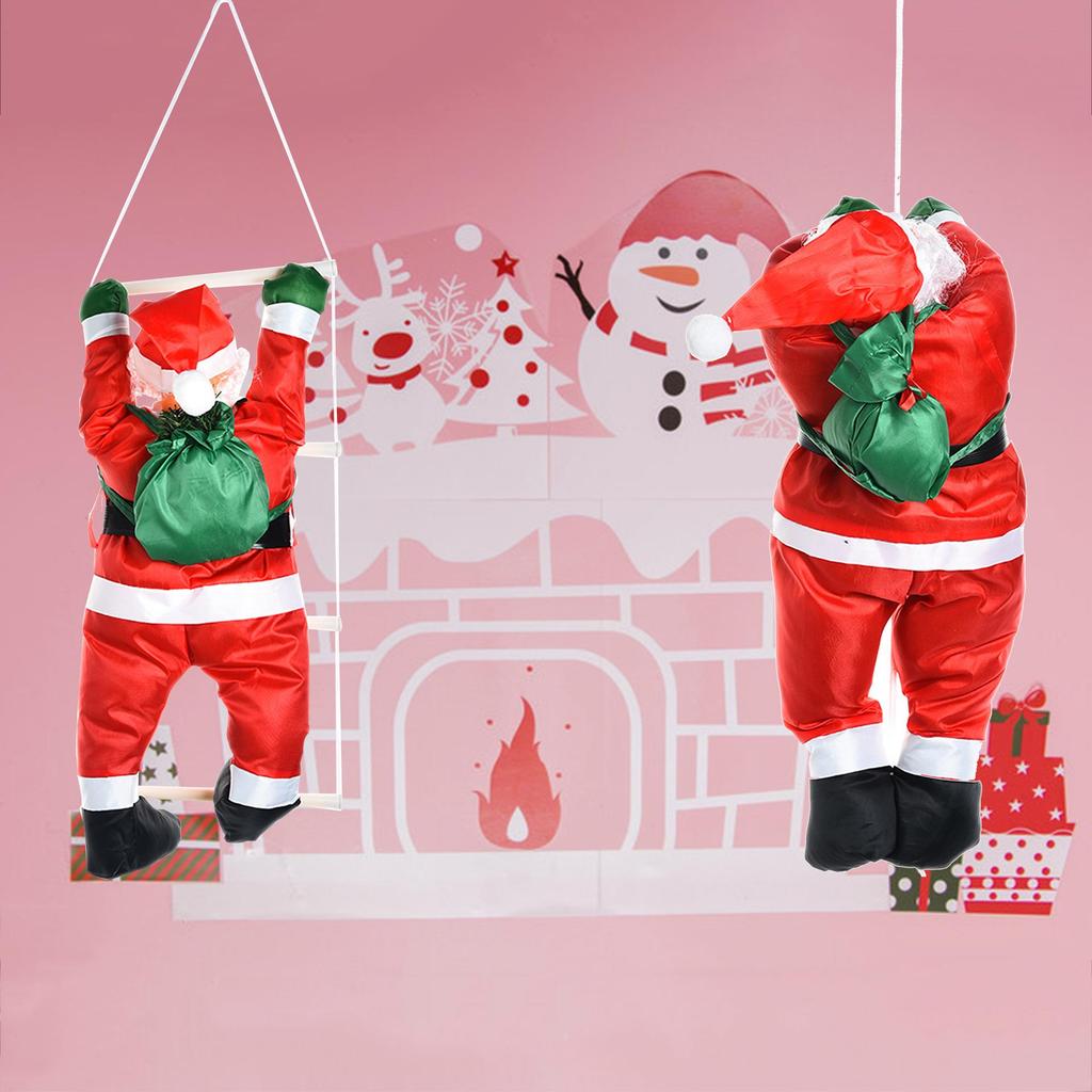 Inflatable Santa Claus Climbing Rope Ladder Christmas Window Ornament