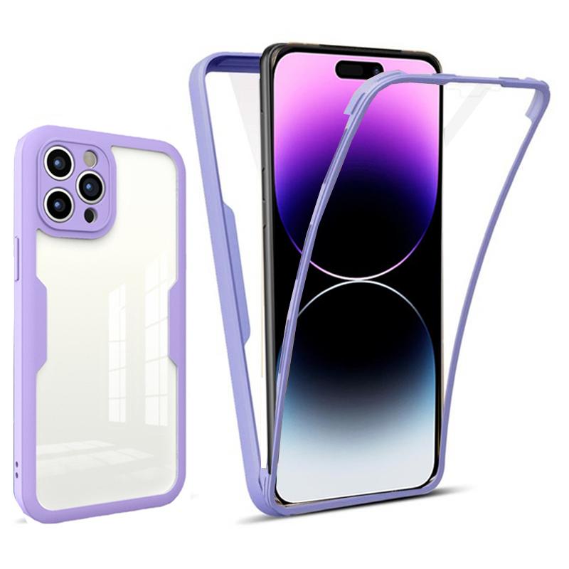 Phone Case For iPhone 14 Pro Max Double 360 Full Body Coverage Soft Phone Cases For iPhone 14 Plus Pro Max Transparent Front Back Cover