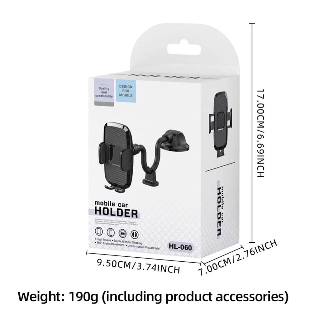 Car Flexible Long Arm Phone Mount Interior 360° Rotatable Auto Mount Dashboard Holder With Suction Cup Universal Handsfree