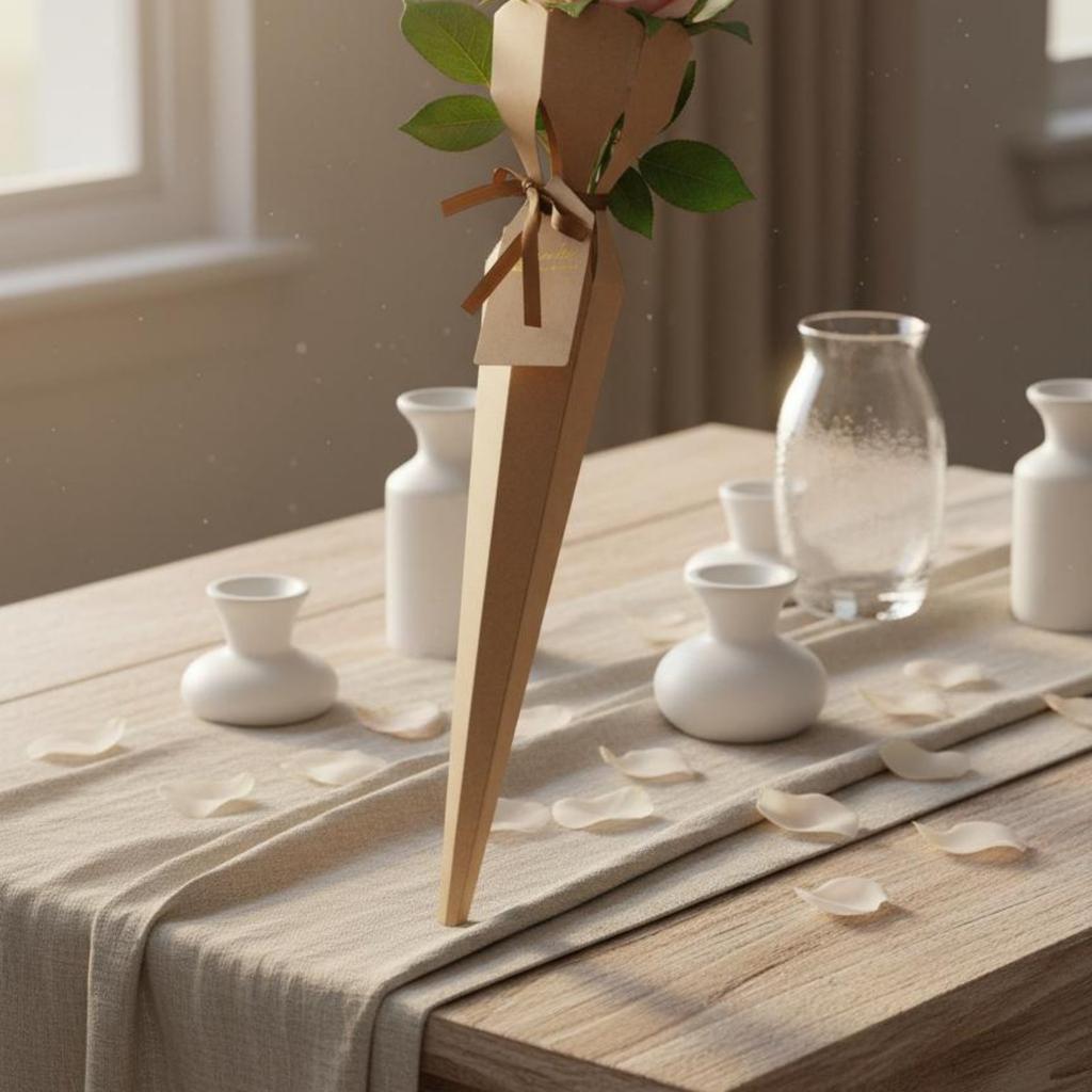 Ice Cream Cone Flower Box Versatile Korean Design Flower Cone Single Flower Gift Box Easy to Assemble Tapered Floral Arrangement
