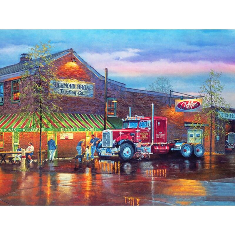 Noua pictură cu diamant 5D bricolaj, peisaj, broderie cu diamant, sat, punct de cruce, burghiu rotund complet, decorarea casei, cadou de artă manuală