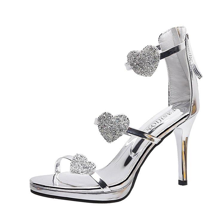 Women's Sandals Rhinestones Sexy Thin Heels Ladies Shoes Summer Sale Asian Size 2025 Trend Luxury New Breathable Fashion Casual