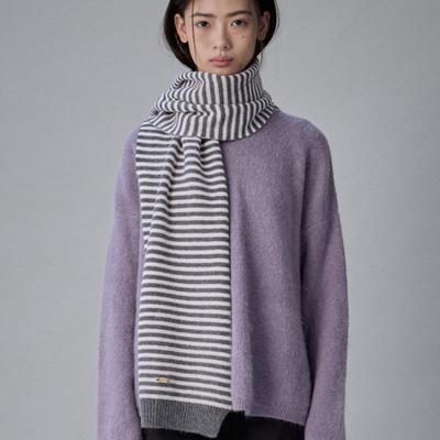 COQUET Atelier Stripe Knit Muffler Peach Charcoal