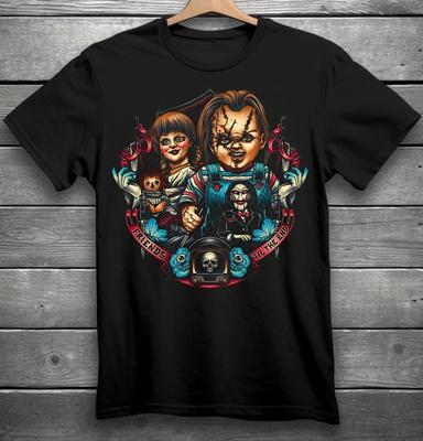 Freunde Bis Zum Ende T-Shirt Schwarz S-3XL Chucky, Annabelle, Billy the Puppet